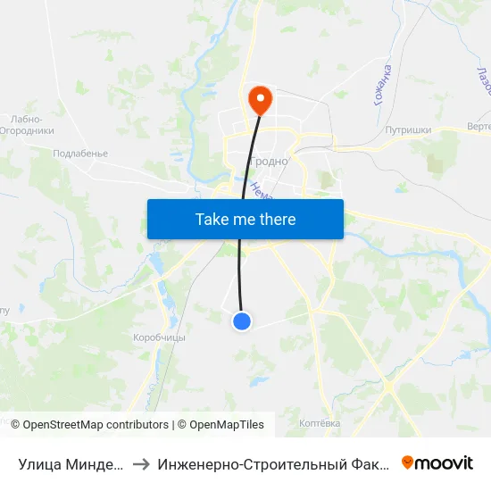 Улица Минденская to Инженерно-Строительный Факультет Гргу map