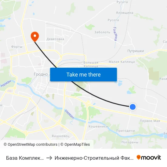 База Комплектации to Инженерно-Строительный Факультет Гргу map