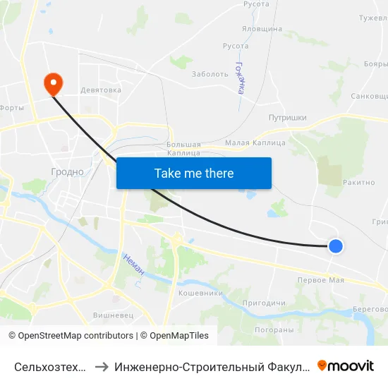 Сельхозтехника to Инженерно-Строительный Факультет Гргу map