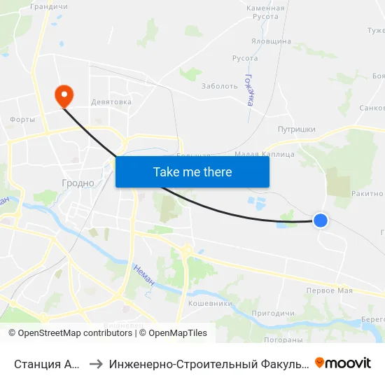 Станция Аульс to Инженерно-Строительный Факультет Гргу map