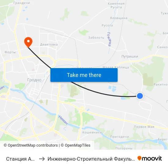 Станция Аульс to Инженерно-Строительный Факультет Гргу map
