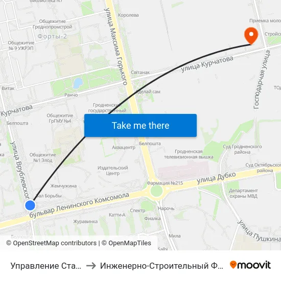Управление Статистики to Инженерно-Строительный Факультет Гргу map