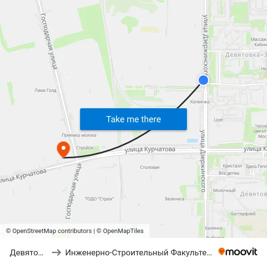 Девятовка to Инженерно-Строительный Факультет Гргу map