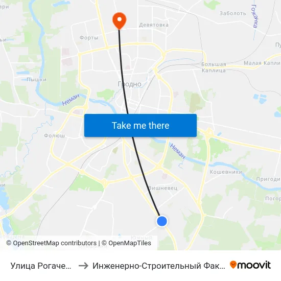 Улица Рогачевского to Инженерно-Строительный Факультет Гргу map