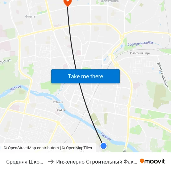 Средняя Школа № 3 to Инженерно-Строительный Факультет Гргу map