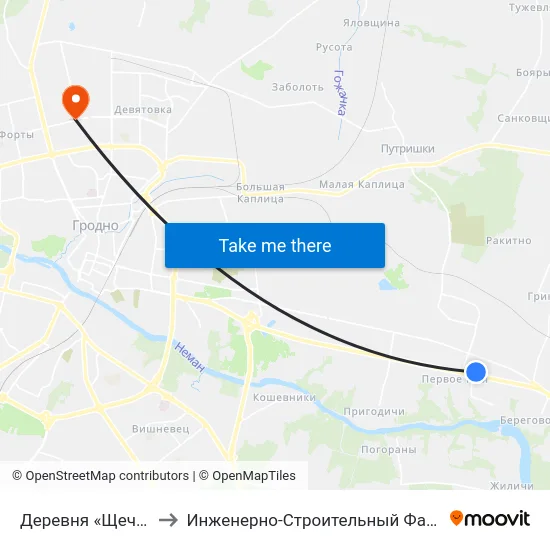 Деревня «Щечиново» to Инженерно-Строительный Факультет Гргу map
