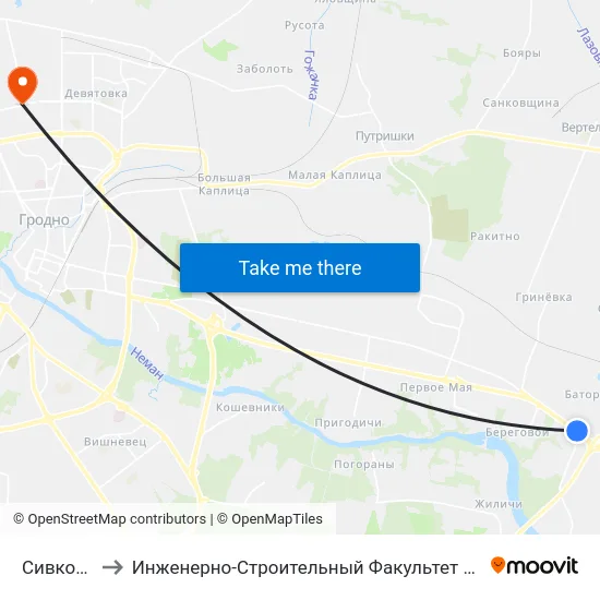 Сивково to Инженерно-Строительный Факультет Гргу map