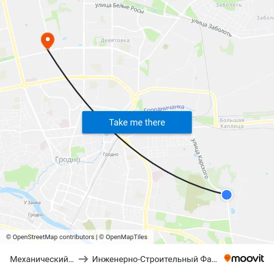 Механический Завод to Инженерно-Строительный Факультет Гргу map