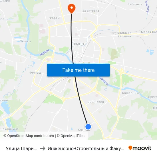 Улица Шарипова to Инженерно-Строительный Факультет Гргу map