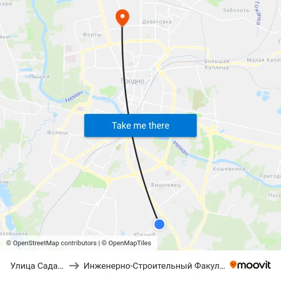 Улица Садакова to Инженерно-Строительный Факультет Гргу map