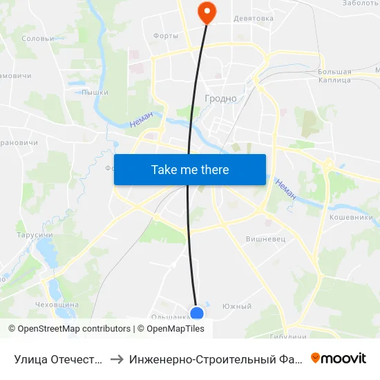 Улица Отечественная to Инженерно-Строительный Факультет Гргу map