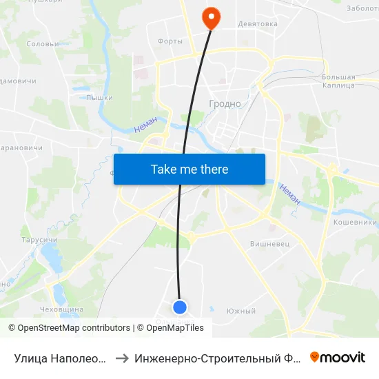 Улица Наполеона Орды to Инженерно-Строительный Факультет Гргу map