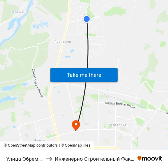 Улица Обрембского to Инженерно-Строительный Факультет Гргу map