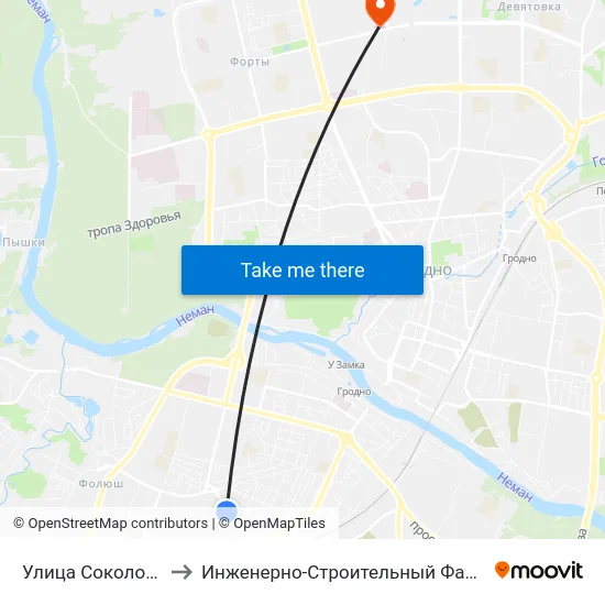Улица Соколовского to Инженерно-Строительный Факультет Гргу map