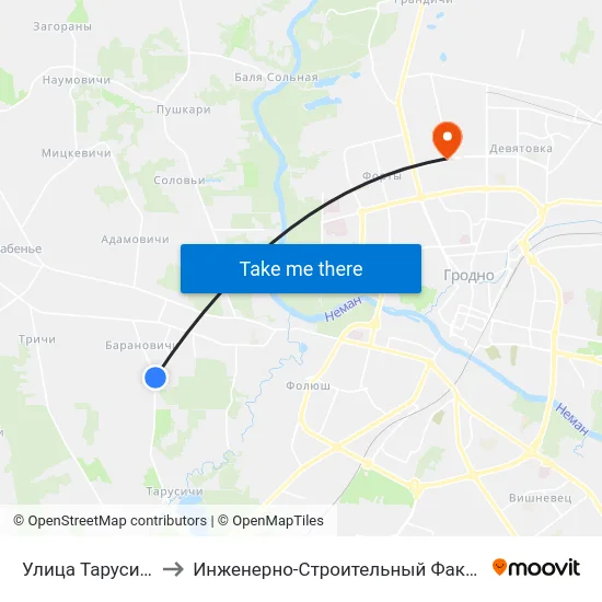 Улица Тарусичская to Инженерно-Строительный Факультет Гргу map