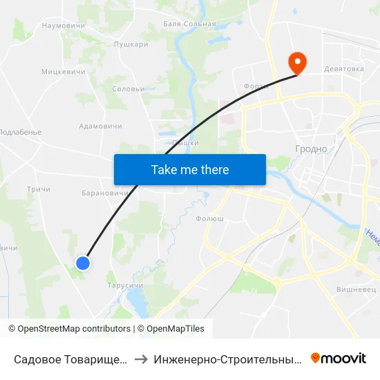 Садовое Товарищество «Волга» to Инженерно-Строительный Факультет Гргу map