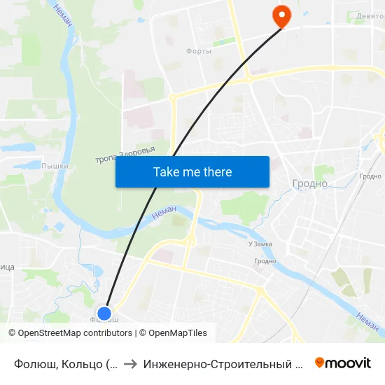 Фолюш, Кольцо (Посадка) to Инженерно-Строительный Факультет Гргу map
