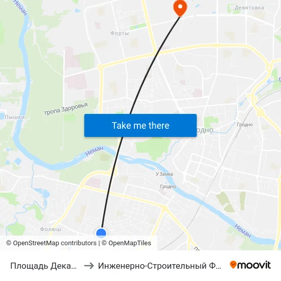 Площадь Декабристов to Инженерно-Строительный Факультет Гргу map