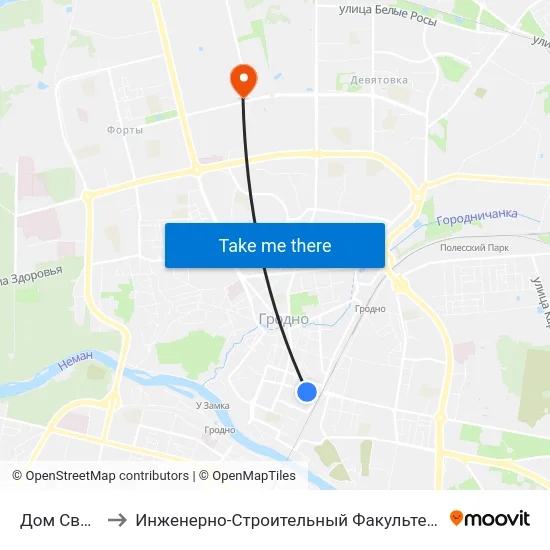 Дом Связи to Инженерно-Строительный Факультет Гргу map