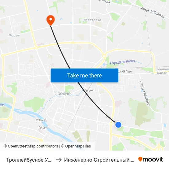 Троллейбусное Управление to Инженерно-Строительный Факультет Гргу map