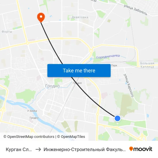 Курган Славы to Инженерно-Строительный Факультет Гргу map