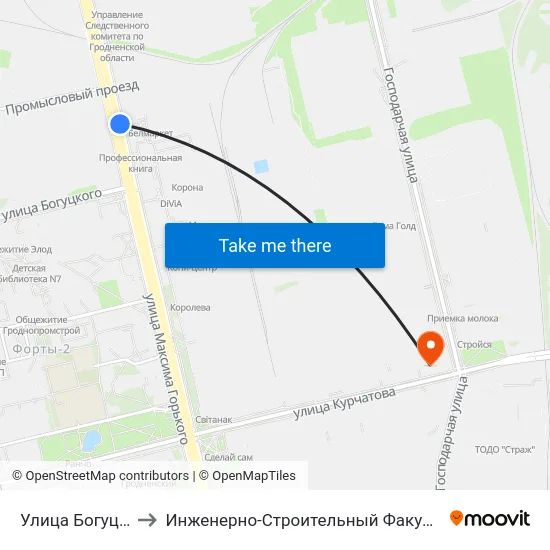 Улица Богуцкого to Инженерно-Строительный Факультет Гргу map