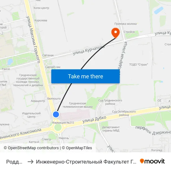 Роддом to Инженерно-Строительный Факультет Гргу map