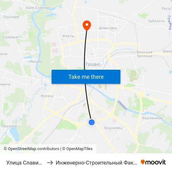 Улица Славинского to Инженерно-Строительный Факультет Гргу map