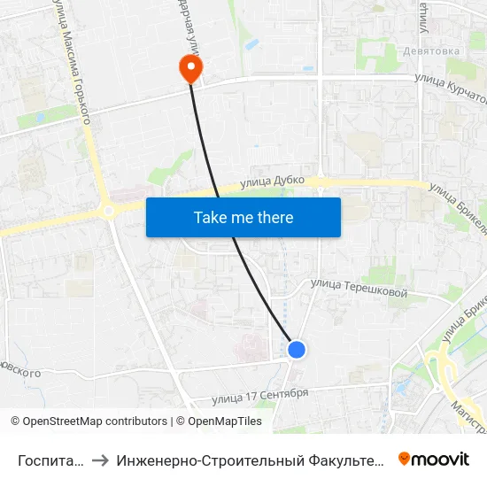 Госпиталь to Инженерно-Строительный Факультет Гргу map