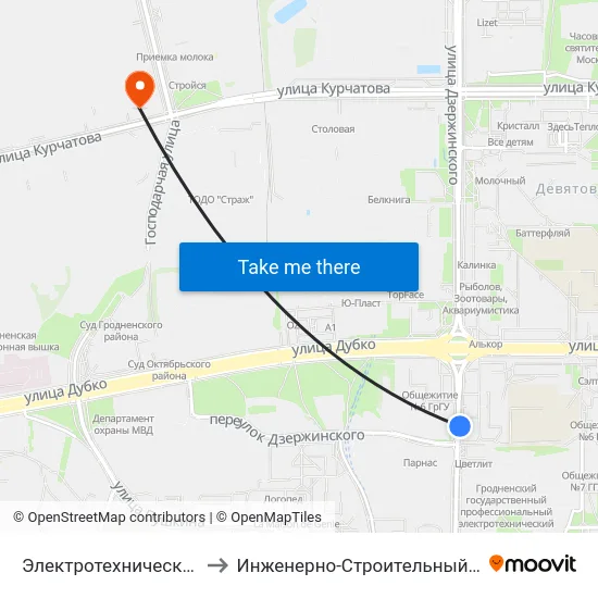Электротехнический Колледж to Инженерно-Строительный Факультет Гргу map