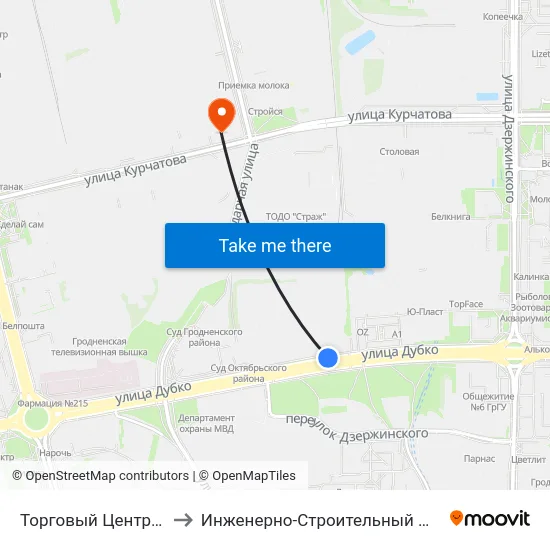 Торговый Центр «Oldcity» to Инженерно-Строительный Факультет Гргу map