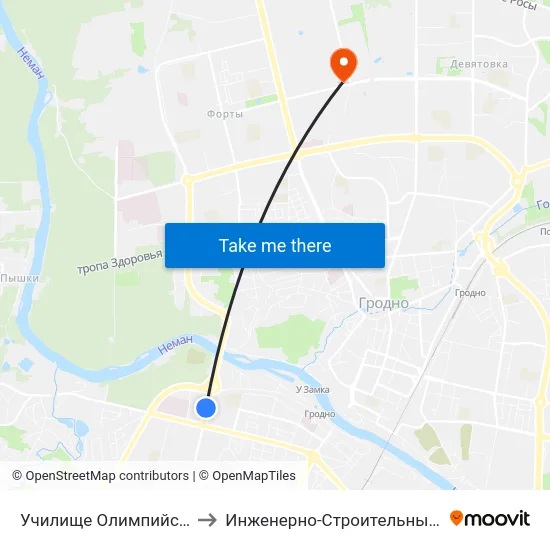 Училище Олимпийского Резерва to Инженерно-Строительный Факультет Гргу map