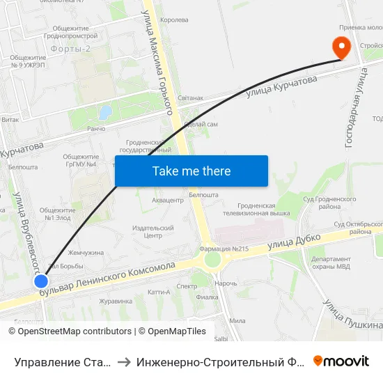 Управление Статистики to Инженерно-Строительный Факультет Гргу map