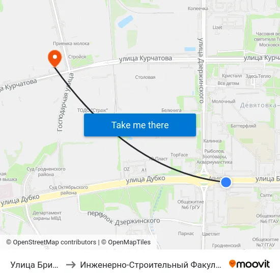 Улица Брикеля to Инженерно-Строительный Факультет Гргу map