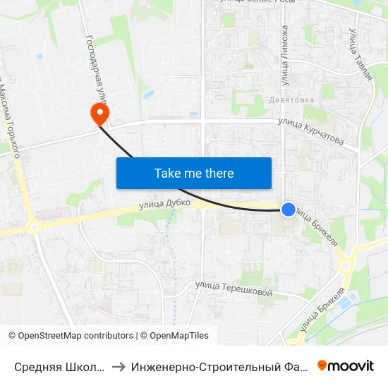 Средняя Школа № 28 to Инженерно-Строительный Факультет Гргу map