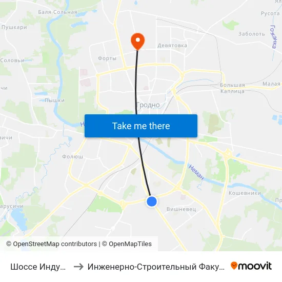 Шоссе Индурское to Инженерно-Строительный Факультет Гргу map