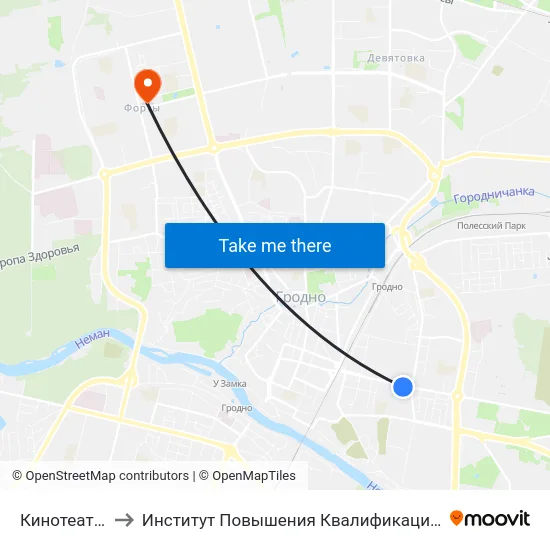 Кинотеатр «Восток» to Институт Повышения Квалификации И Переподготовки Кадров Гргу map