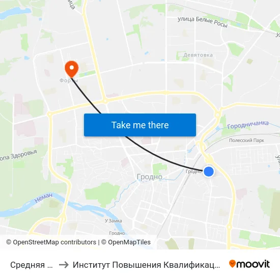 Средняя Школа № 5 to Институт Повышения Квалификации И Переподготовки Кадров Гргу map