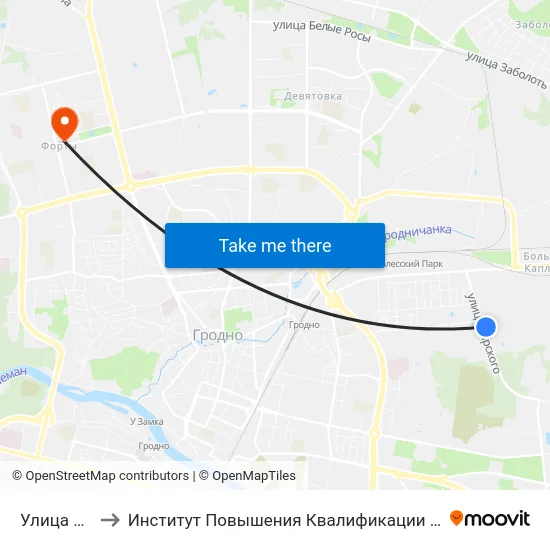Улица Карского to Институт Повышения Квалификации И Переподготовки Кадров Гргу map