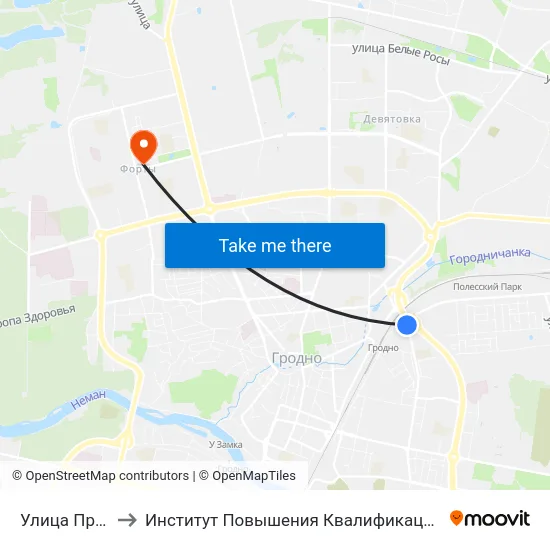 Улица Пролетарская to Институт Повышения Квалификации И Переподготовки Кадров Гргу map