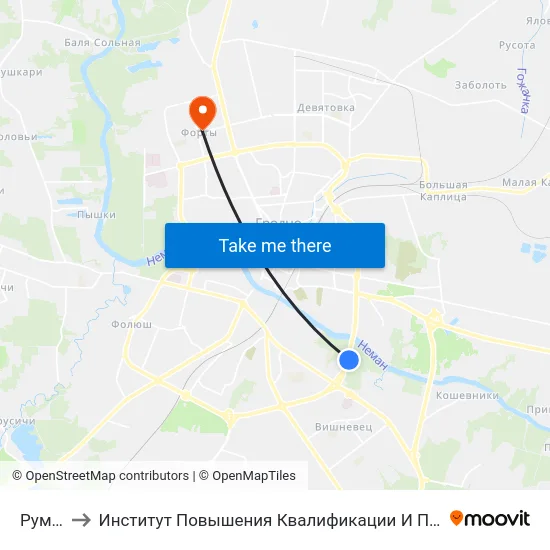 Румлево to Институт Повышения Квалификации И Переподготовки Кадров Гргу map