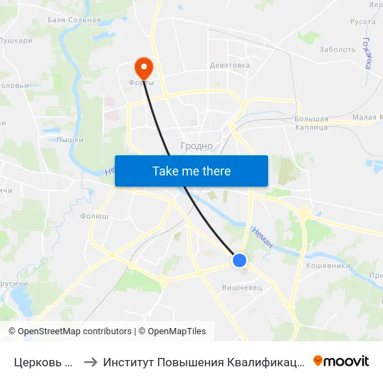 Церковь Всех Святых to Институт Повышения Квалификации И Переподготовки Кадров Гргу map