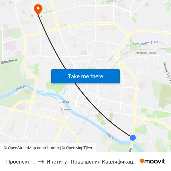 Проспект Румлёвский to Институт Повышения Квалификации И Переподготовки Кадров Гргу map