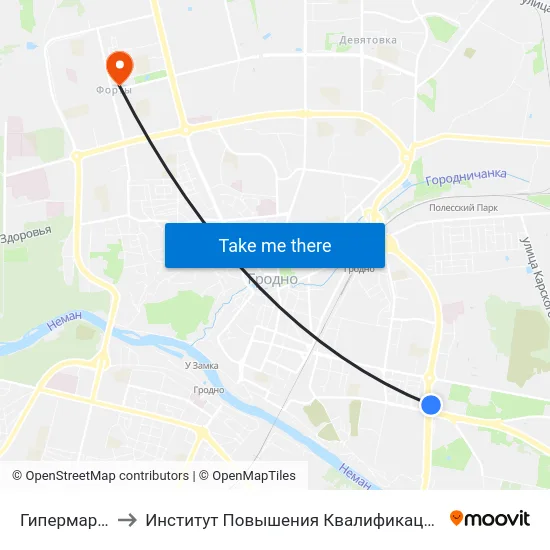 Гипермаркет «Алми» to Институт Повышения Квалификации И Переподготовки Кадров Гргу map