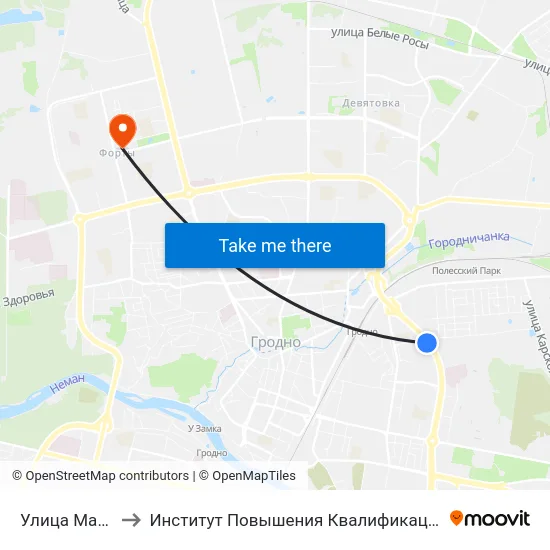 Улица Магистральная to Институт Повышения Квалификации И Переподготовки Кадров Гргу map