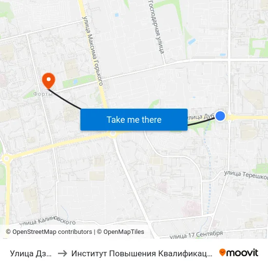 Улица Дзержинского to Институт Повышения Квалификации И Переподготовки Кадров Гргу map