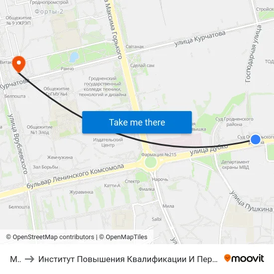 Мчс to Институт Повышения Квалификации И Переподготовки Кадров Гргу map