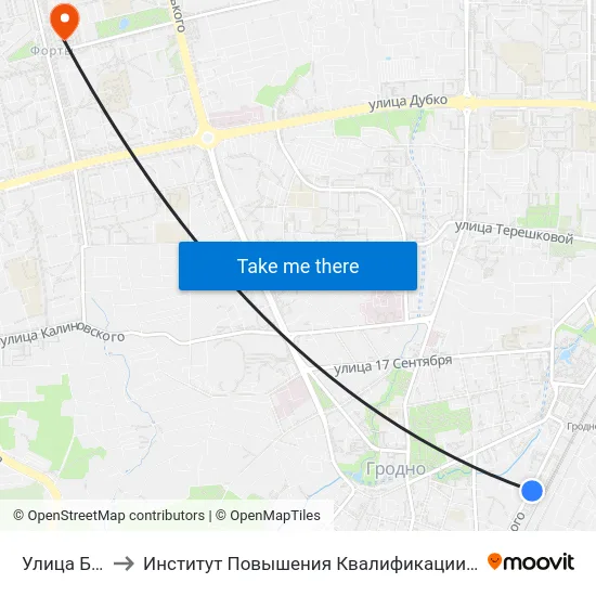 Улица Будённого to Институт Повышения Квалификации И Переподготовки Кадров Гргу map