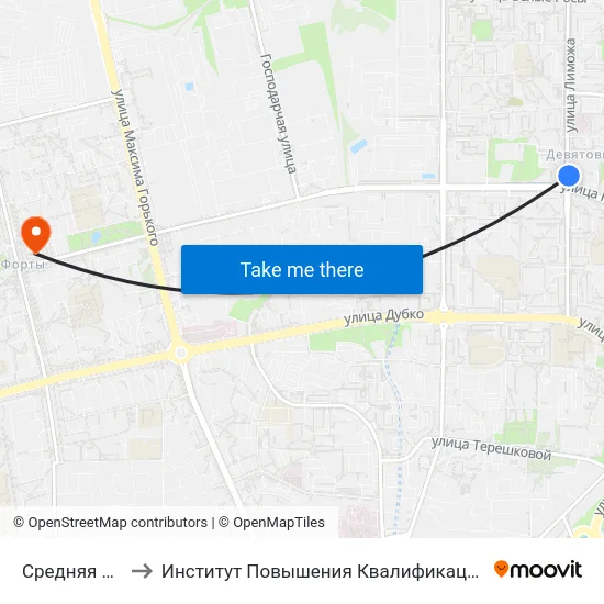 Средняя Школа № 36 to Институт Повышения Квалификации И Переподготовки Кадров Гргу map