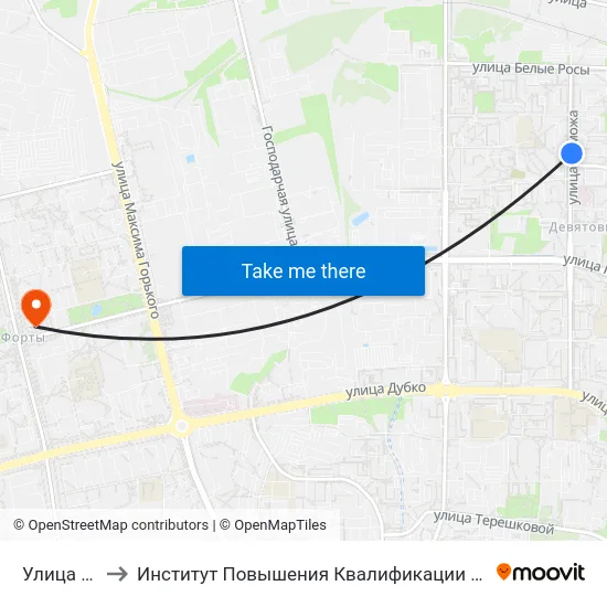 Улица Лиможа to Институт Повышения Квалификации И Переподготовки Кадров Гргу map